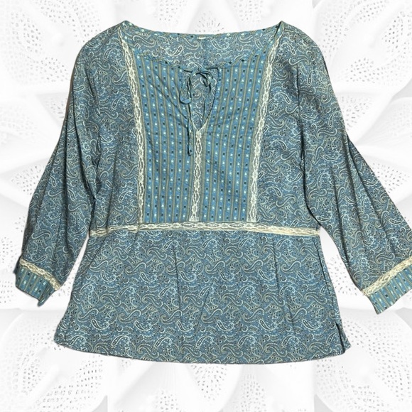 Blue Sky Tops - Blue Sky Teal Paisley Blouse